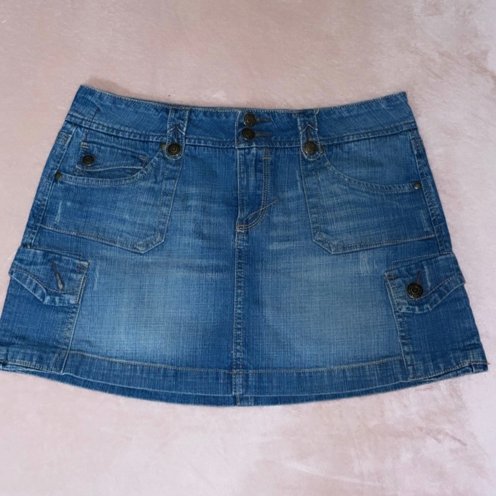 Vintage thrifted mini jean skirt